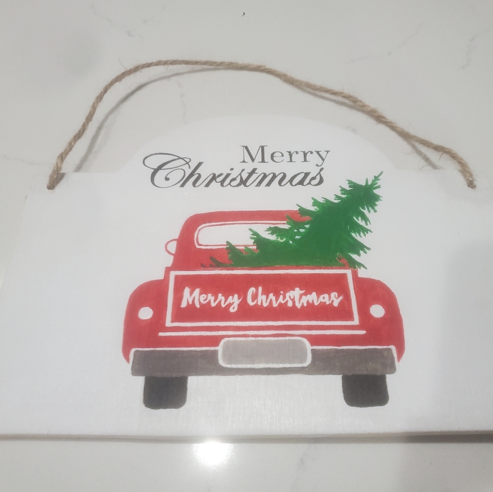 Christmas Truck Hand Painted Wall Hanging